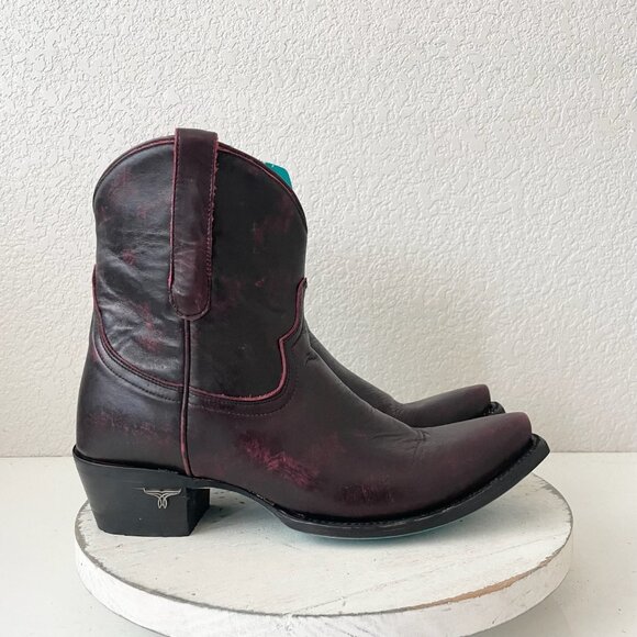 Lane EMMA JANE Womens Cowboy Bootie 9 Black Cherry Western Cowgirl Short Boots - Picture 2 of 12